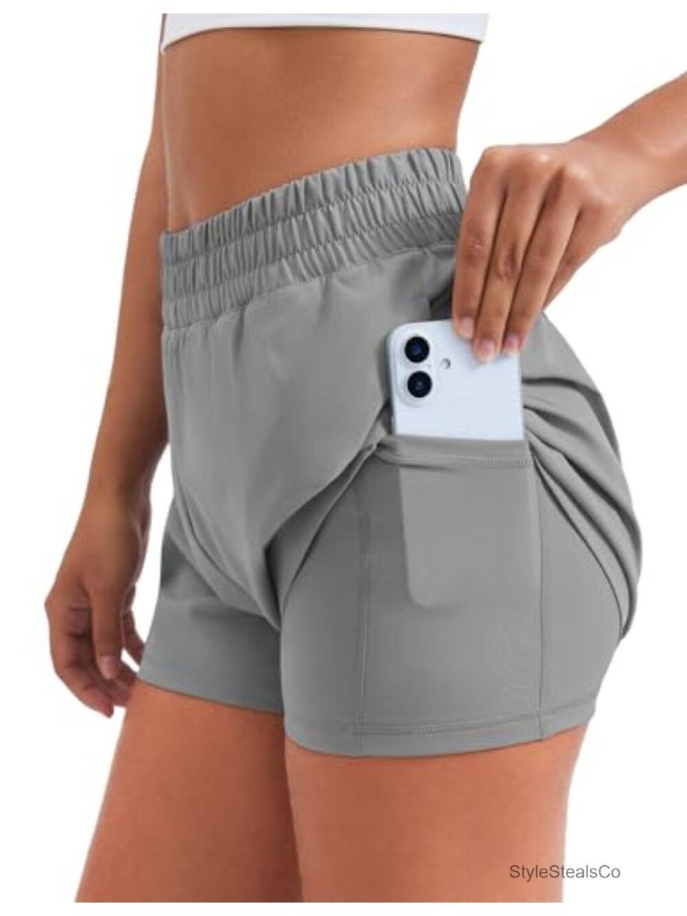 Women's 2-in-1 Running Shorts Quick Dry High Waisted with 4 Pockets
